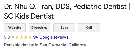 Google Reviews Nhu Q Tran Pediatric Dentist